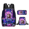 A black backpack featuring an Upcore theme with colorful anime characters and text.