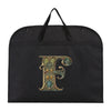 Black fabric dust cover and storage bag with a gold initial F embroidered on it.