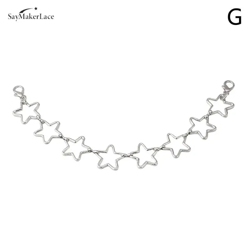 Silver multi-layer metal chain strap featuring a series of small star charms.