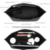 Black felt organizer insert for handbags showing various internal and external pockets