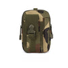 Olive green tactical MOLLE waist pouch with a dedicated phone pocket