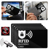 Various views of an RFID blocking card used for protecting wallets, passports, and credit cards.