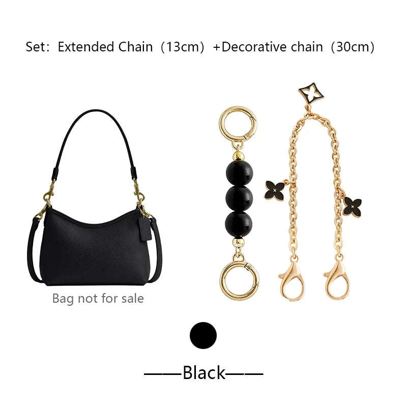 Black set of extended chain and decorative chain for bag and accessory decoration