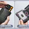 Portefeuille noir utilisé pour accéder aux cartes avec fermeture magnétique.