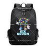 Schwarzer Anime-Stil multifunktionaler Rucksack mit der Aufschrift SIX SEVEN.