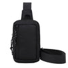 Schwarze Herren-Casual-Crossbody-Messenger-Tasche mit Riemen und Reißverschluss.