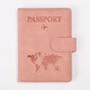 Pinkes Reisepass-Wallet aus hochwertigem Kunstleder mit Weltkarte