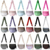 A collection of various nylon crossbody bags for women in pastel and earth tones.