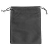 Bolsa de regalo de terciopelo gris oscuro con cordones de yute claro.