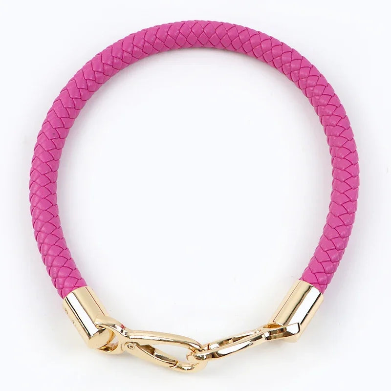 A pink quilted PU leather replacement bag strap with gold-toned metal buckles.