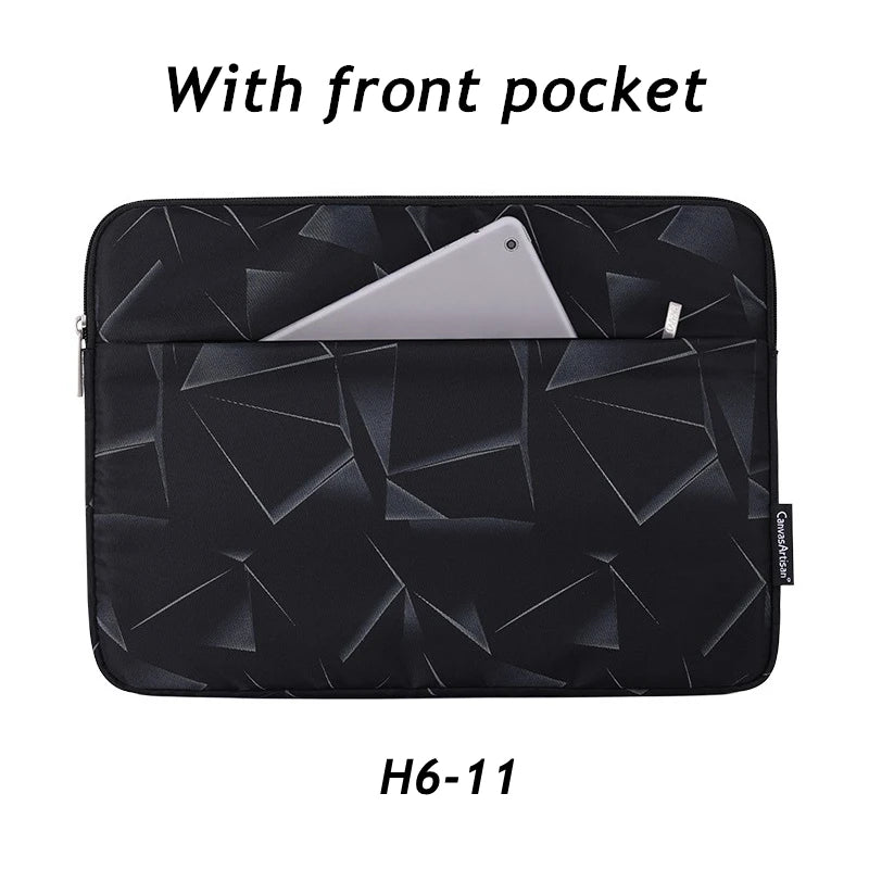 Black laptop sleeve with a front pocket, model H6-11.