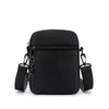Black minimalist nylon crossbody bag with adjustable straps