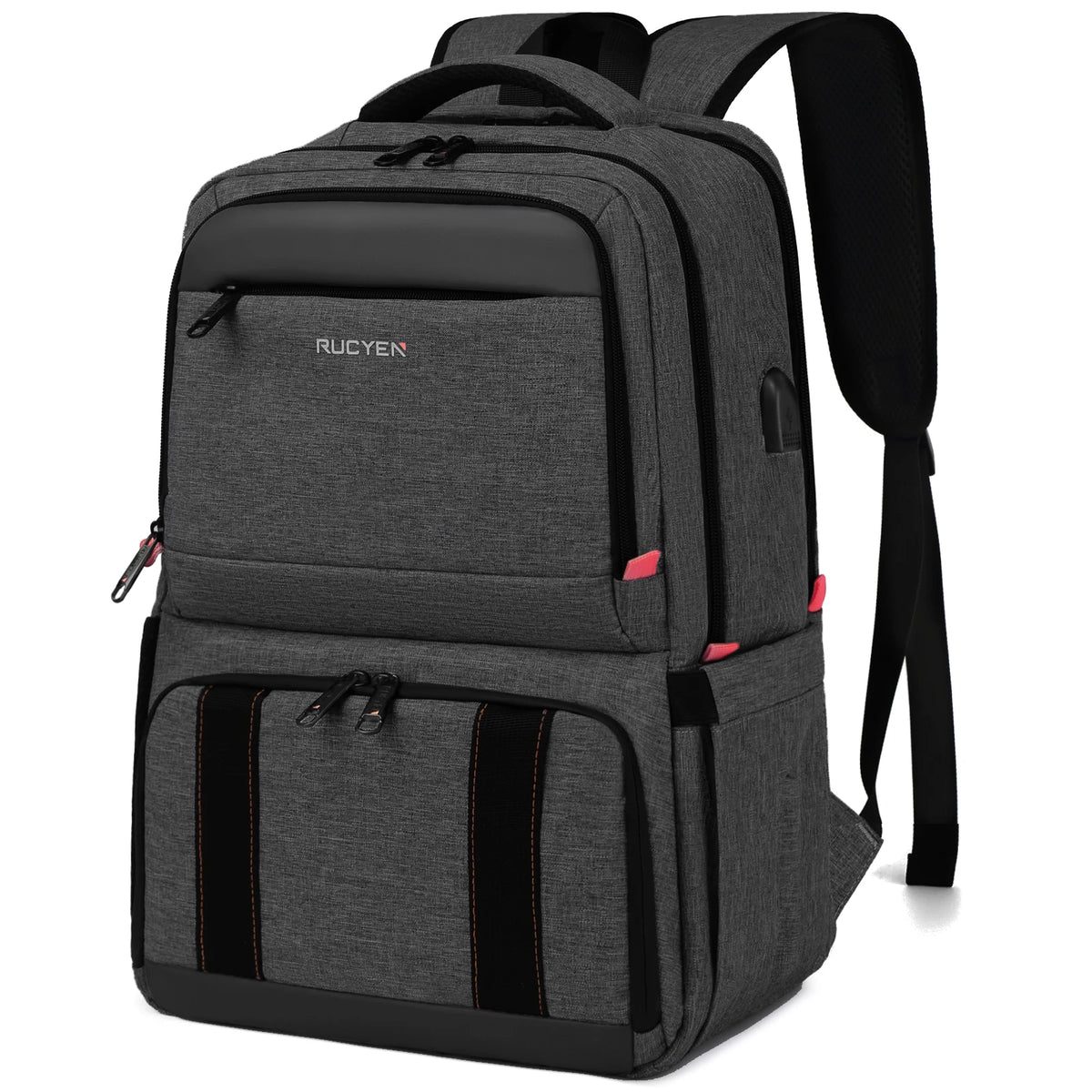 A gray insulated lunch and picnic backpack with black accents and a black strap.