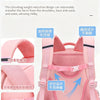 Pink lightweight children's school backpack showing ergonomic design features and back force distribution.