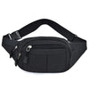 Black canvas waist fanny bag with adjustable strap and zipper
