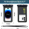Black waterproof phone case with a detachable strap shown next to a smartphone.