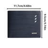 Cartera para hombre azul oscuro de PU con múltiples compartimentos, dimensiones 11.7cm x 9.5cm.