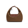 A brown waterproof nylon crossbody bag with dual straps shown from the front.