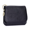 Black genuine leather RFID blocking women's wallet with a gold-tone chain detail