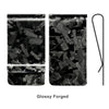 Glossy forged black carbon fiber money clip with a wire loop.
