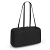 Black nylon shoulder tote bag with long handles