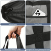 Close-up view of a heavy-duty insulated cooler bag showing features like a smooth zipper, ticket pocket, reinforced webbing h