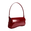 A deep red PU leather shoulder bag with an adjustable strap shown against a black background.
