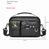 Black men's PU leather crossbody shoulder bag with a handle and flap closure