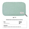 A light green multi-functional pencil case with a ribbed texture and a fold-out tray.