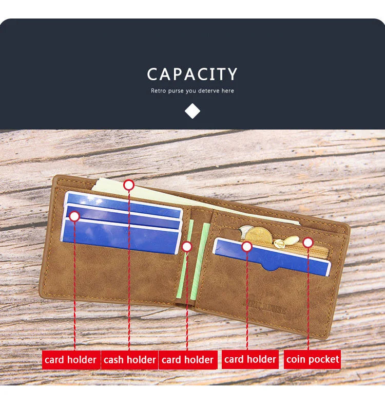 A brown leather card holder wallet featuring multiple slots for cards and a coin pocket.