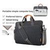 Sac à ordinateur portable gris foncé avec rembourrage et anses, montré à côté d'une version plus petite.