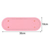 Pink oval PU leather bag base with pre-punched holes for crochet and knitting