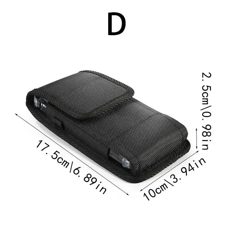 Black universal phone belt clip pouch shown from the top view.