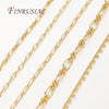 Multiple strands of 18K gold plated jewelry chains for DIY crafting displayed against a white background.
