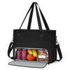 Black insulated 2-in-1 lunch tote bag with a laptop compartment and storage for essentials