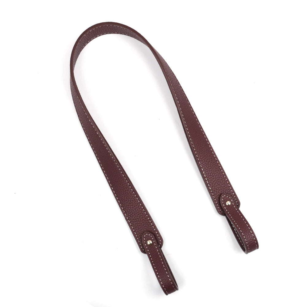 Sangle d'épaule en cuir PU marron avec une boucle.