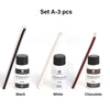 Ensemble de trois bouteilles d'huile de peinture au cuir WUTA aux couleurs noir, blanc et chocolat
