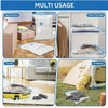 Reusable vacuum compression storage bags shown in various uses including household storage, travel, and camping.