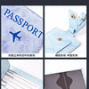 Porta documentos de cuero PU azul claro con diseño plegable y cubierta de plástico transparente.