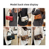 A display showing various models wearing a women's premium textured shoulder bag in different colors and styles.