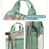 Sac fourre-tout vert isolé avec anses beige et poches latérales pour le stockage de nourriture.