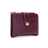 A maroon leather folding wallet with gold hardware shown against a white background.