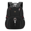 Black durable waterproof laptop backpack with multiple compartments and buckles