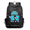 Schwarzer Anime-Stil multifunktionaler Rucksack mit der Aufschrift SIX SEVEN