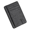A black slim PU leather card holder wallet shown from above.