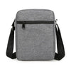 A gray durable waterproof crossbody bag with a black zipper and adjustable straps.