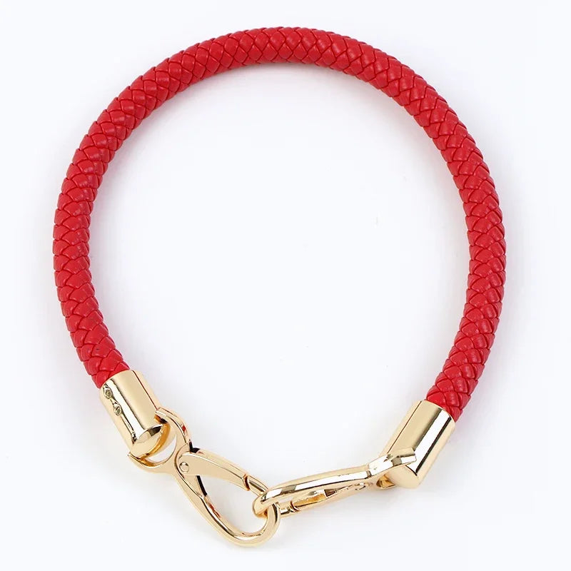 Red PU leather replacement bag strap with gold metal buckles