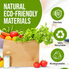 A brown kraft paper gift bag filled with fresh vegetables and tomatoes, highlighting natural eco-friendly materials.