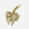 A beige braided chain strap extension with a bow detail and gold clasp.