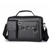 Black men's PU leather crossbody shoulder bag with a flap and strap.